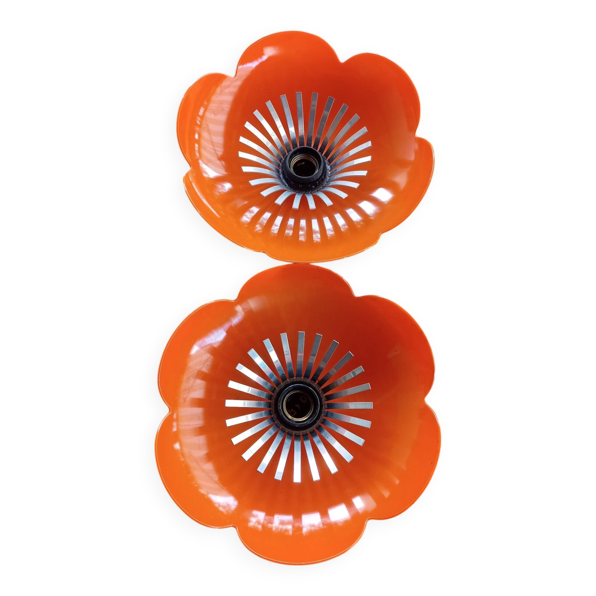 Vintage orange flower wall light, diameter 25.5 cm.