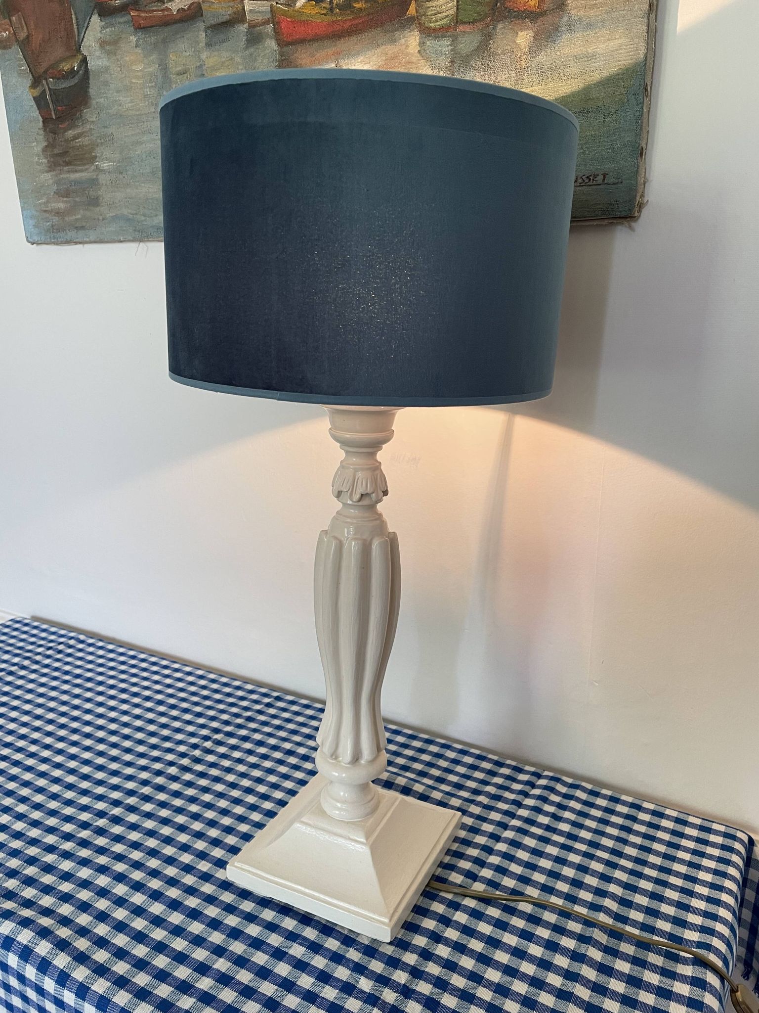 Lampe en bois sculpté Blanc d’Ivoire