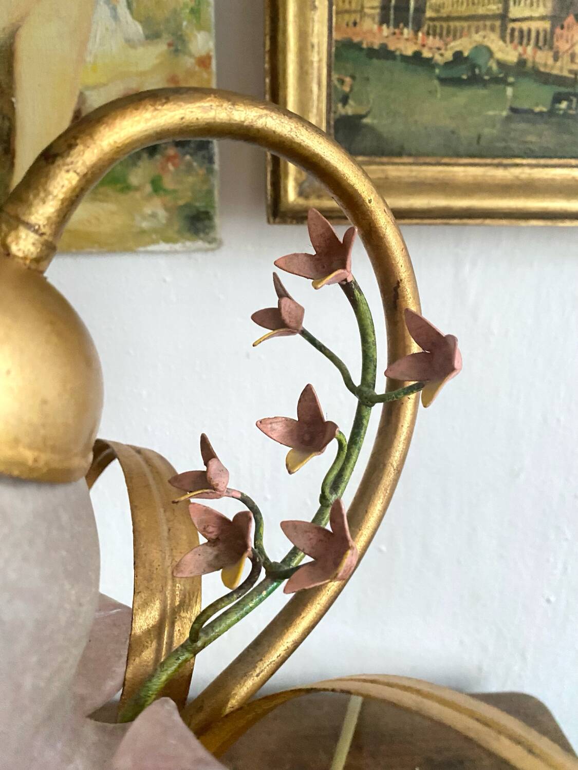 Vintage flower and foliage lamp, Italy, 1960s
