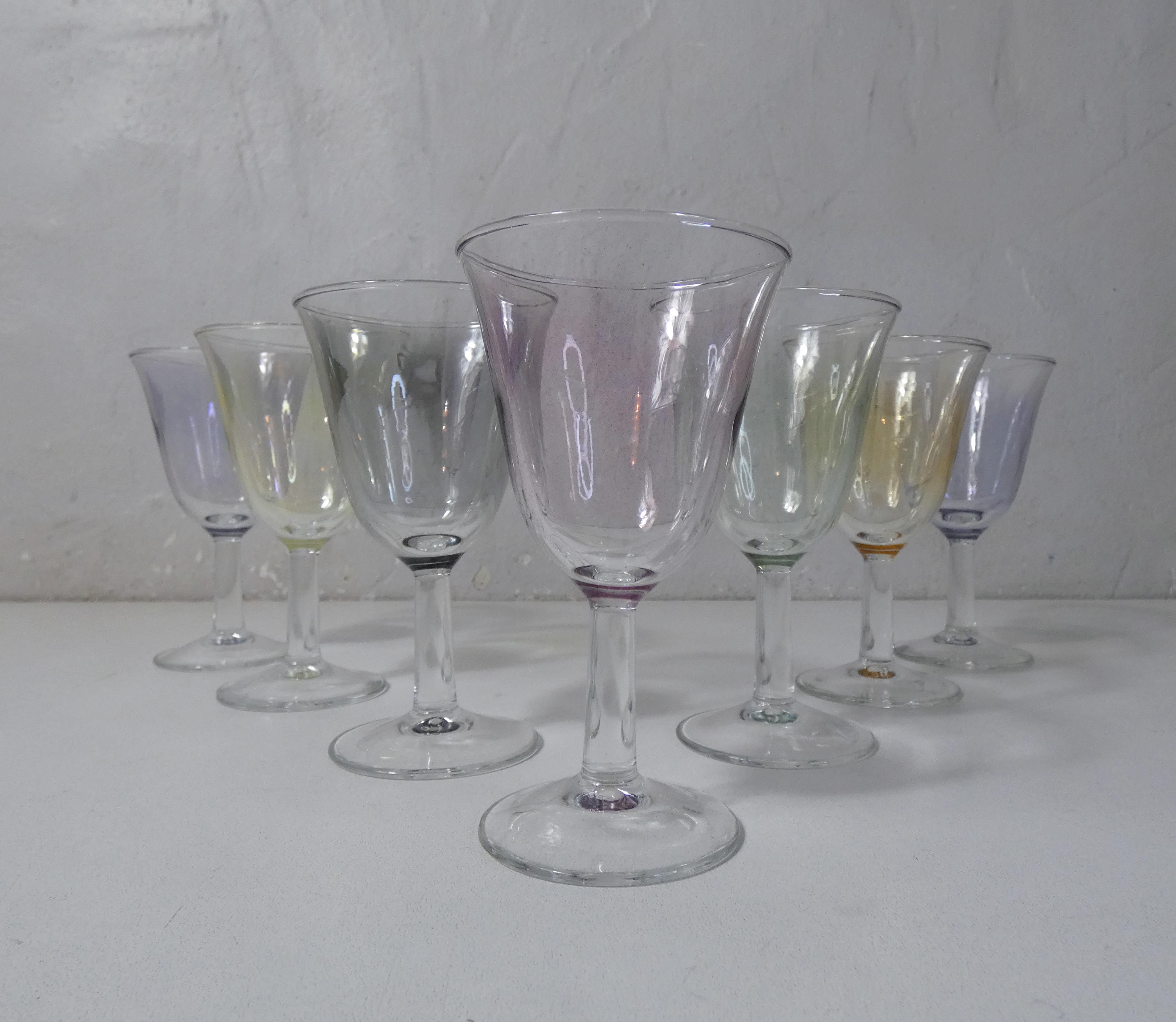 7 Verres à Pied Apéritif Arlequin Vintage | Selency