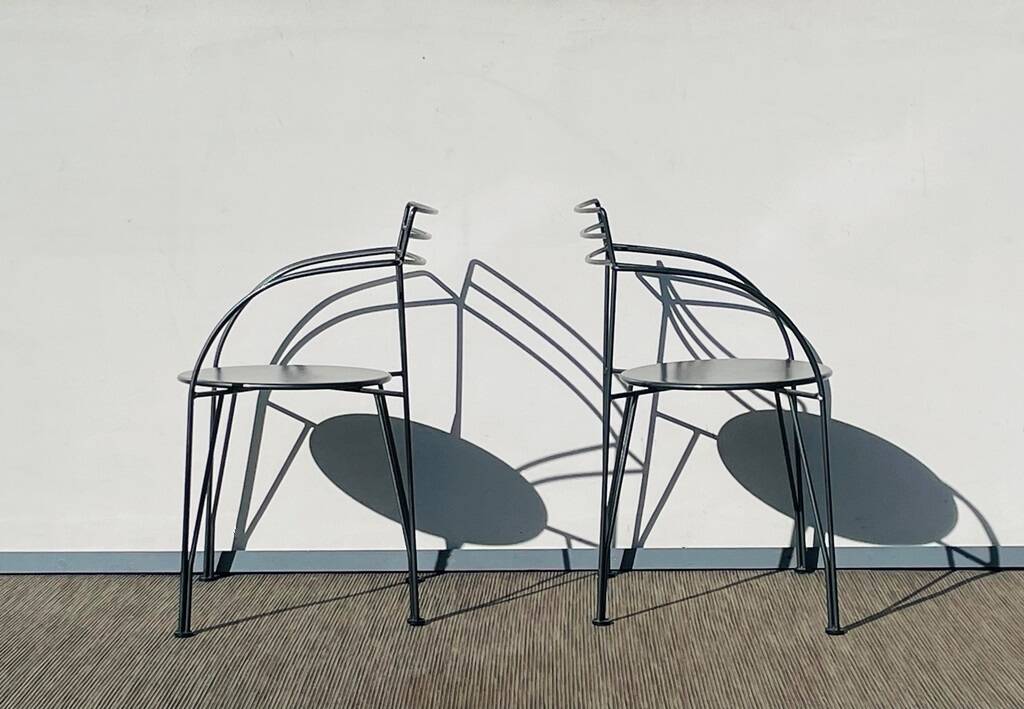 Pair of 'Silver Moon' chairs by Pascal Mourgue - Fermob. Vintage 80s.