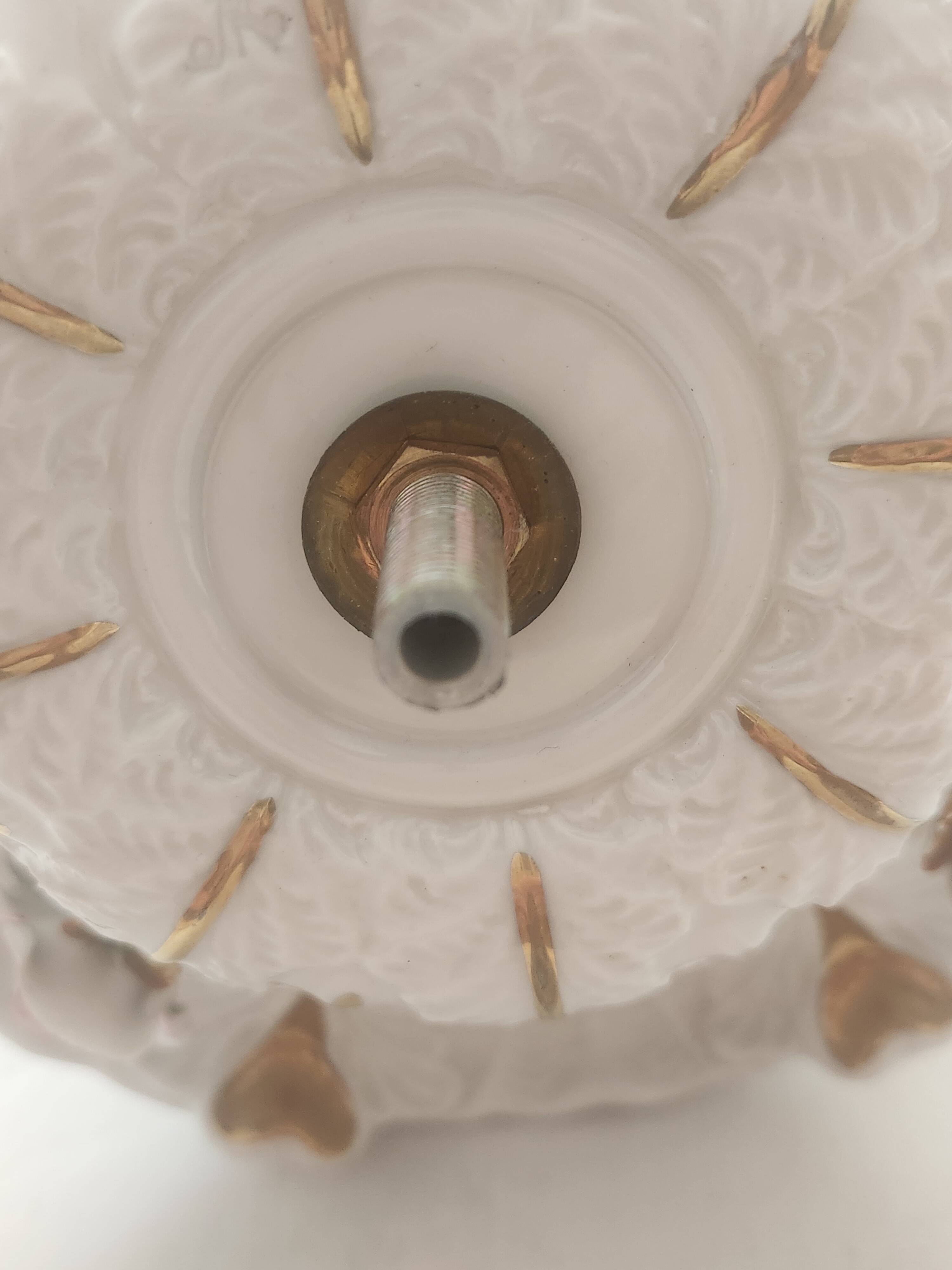 Large hand-painted gilded chandelier mangani ceramiche porcelain
