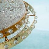 Midmod glass and brass suspension, Orrefors Sweden