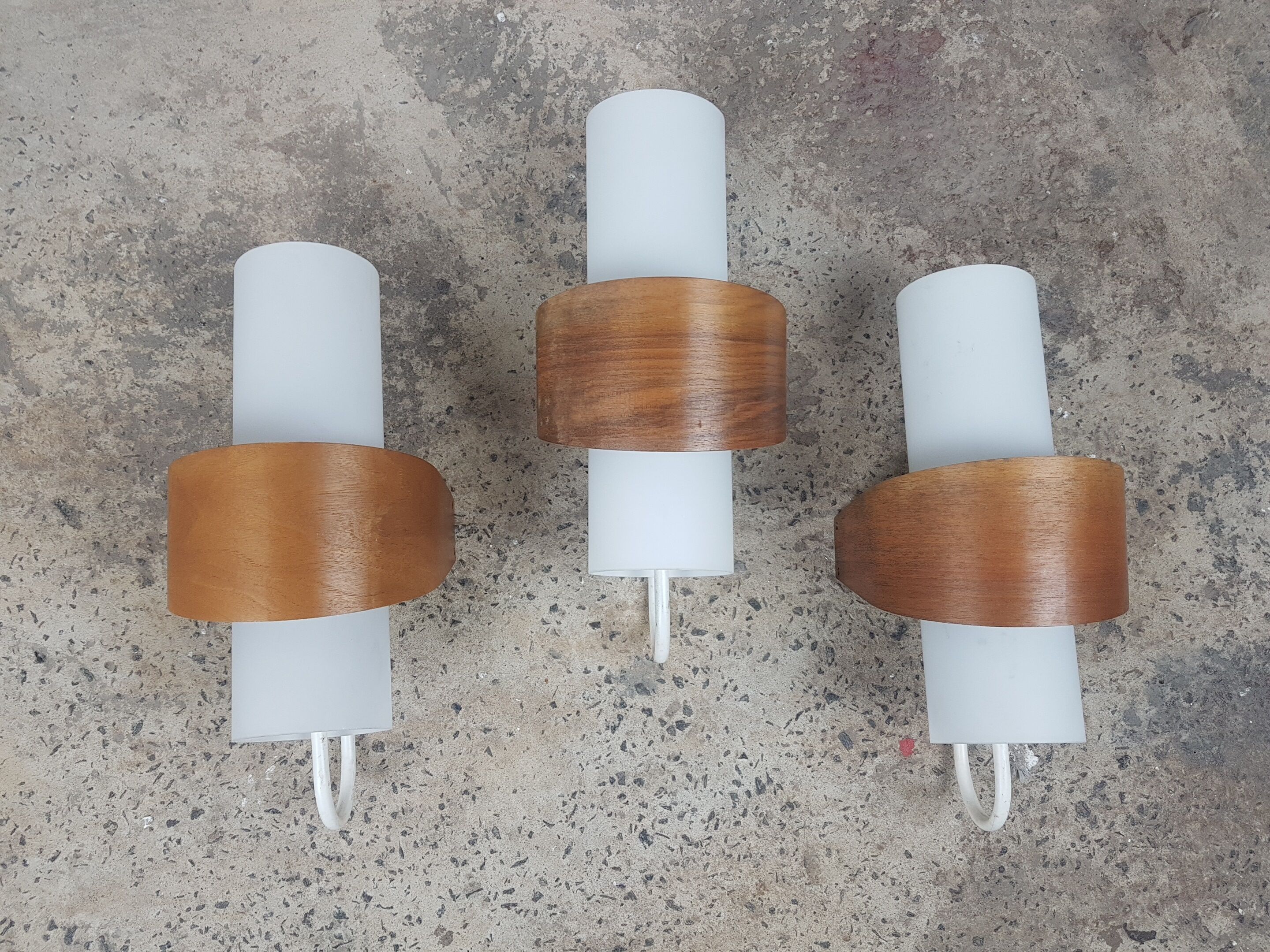Suite of 3 Louis Kalff model Nx 40 wall lamps