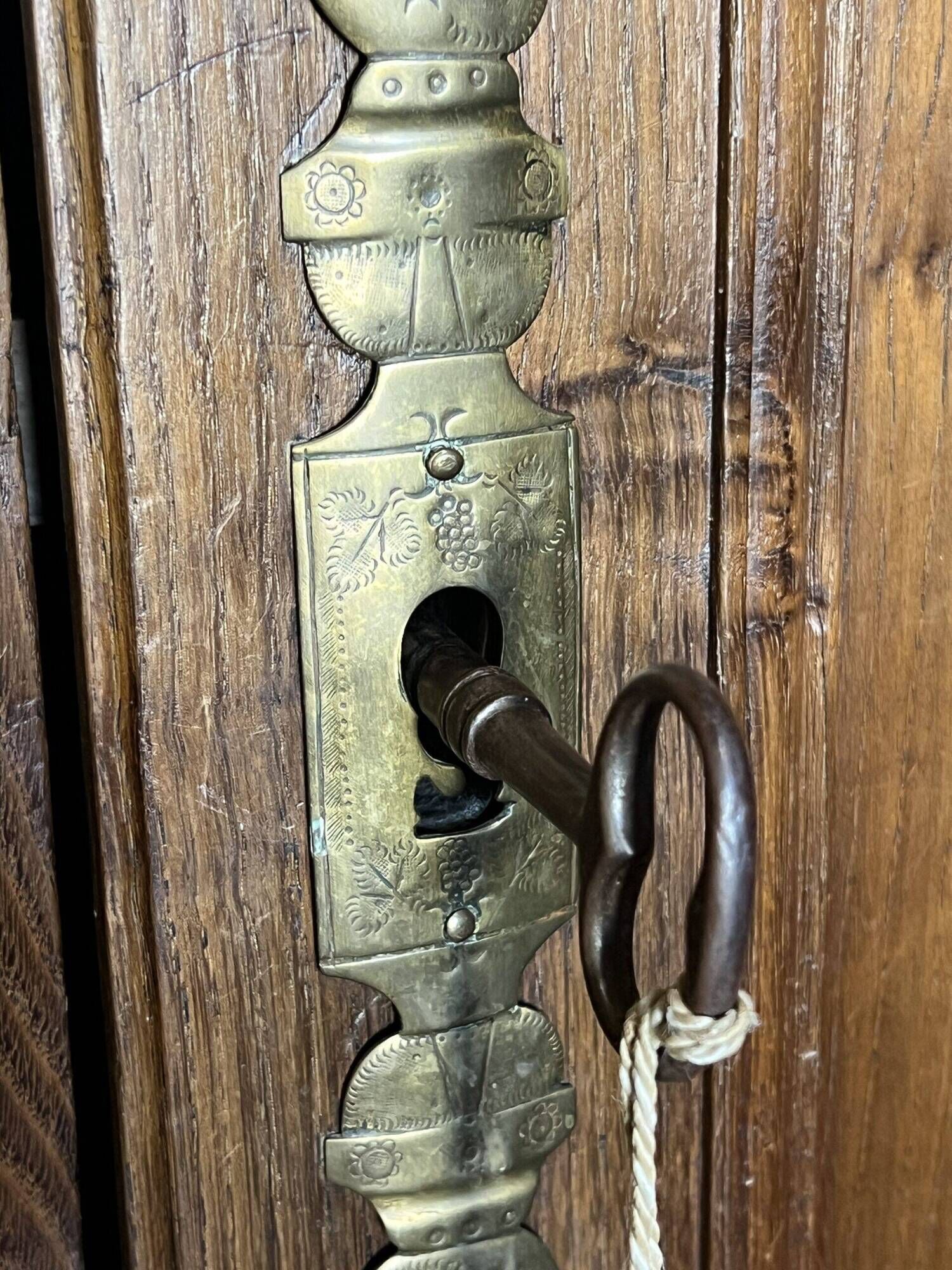 Very beautiful and old carved wooden wardrobe from the 19th century, small size, height 211 cm.
