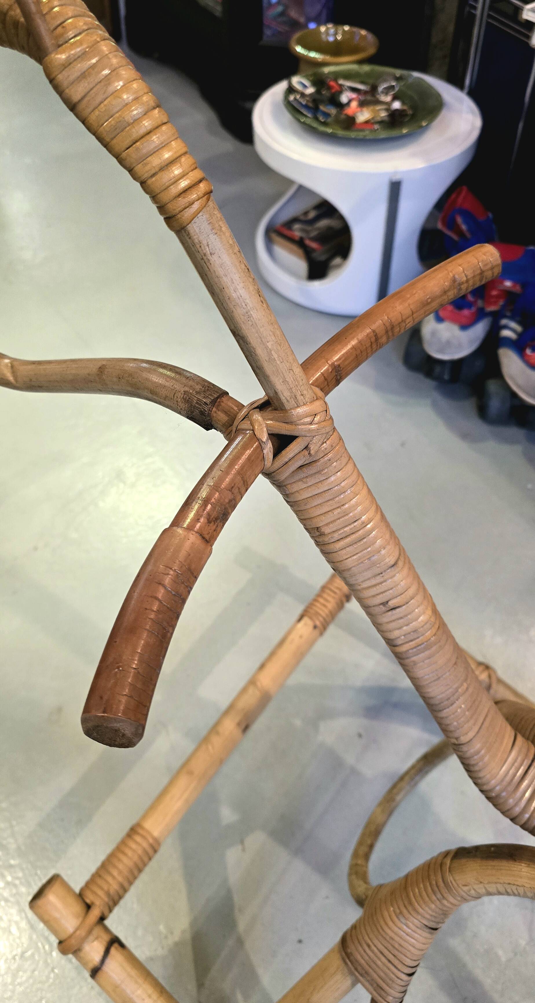 Vintage 1960s/70s rattan and bamboo rocking horse