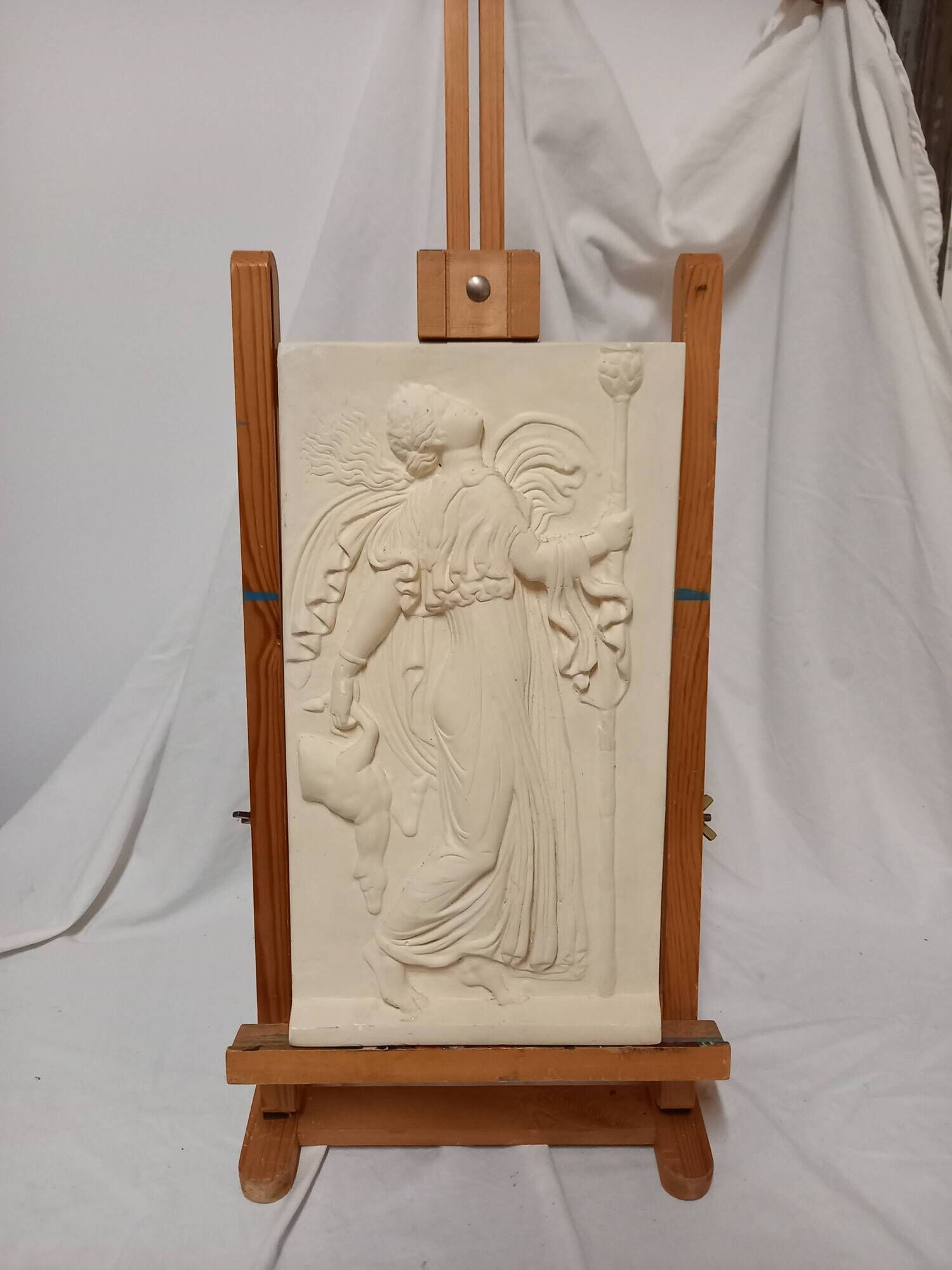 Bas-relief, museum replica, dancing maenad, ancient Greece, handmade plaster cast