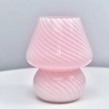 Pink glass mushroom lamp