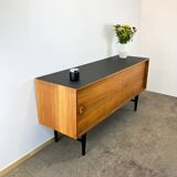 Buffet by Lothar Wegner, walnut with a black top, vintage from the 1960s.