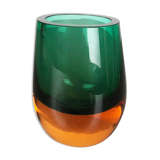 Multi-Color Heavy Two Color Murano Glass Sommerso Object Vase Bowl, Italy, 1970s