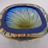 Blue Brown Sommerso Murano Glass Bowl or Ashtray by Flavio Poli, Italy, 1960s