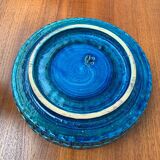 Large blue pottery bowl Rimini by Aldo Londi for Bitossi, Italy, 1960s.