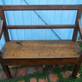 Ancient chestnut bench with armrests, late 19th century