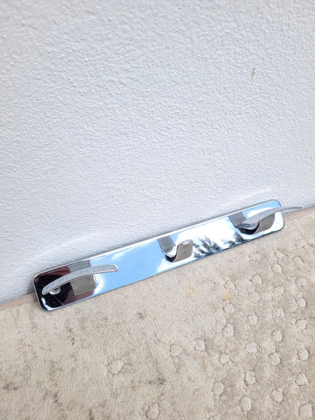 Vintage chrome wall coat rack with 3 hooks