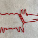 Vintage wall mounted wire metal dog coat rack / hooks / wall deco