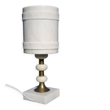 Lampe en albâtre blanc et laiton