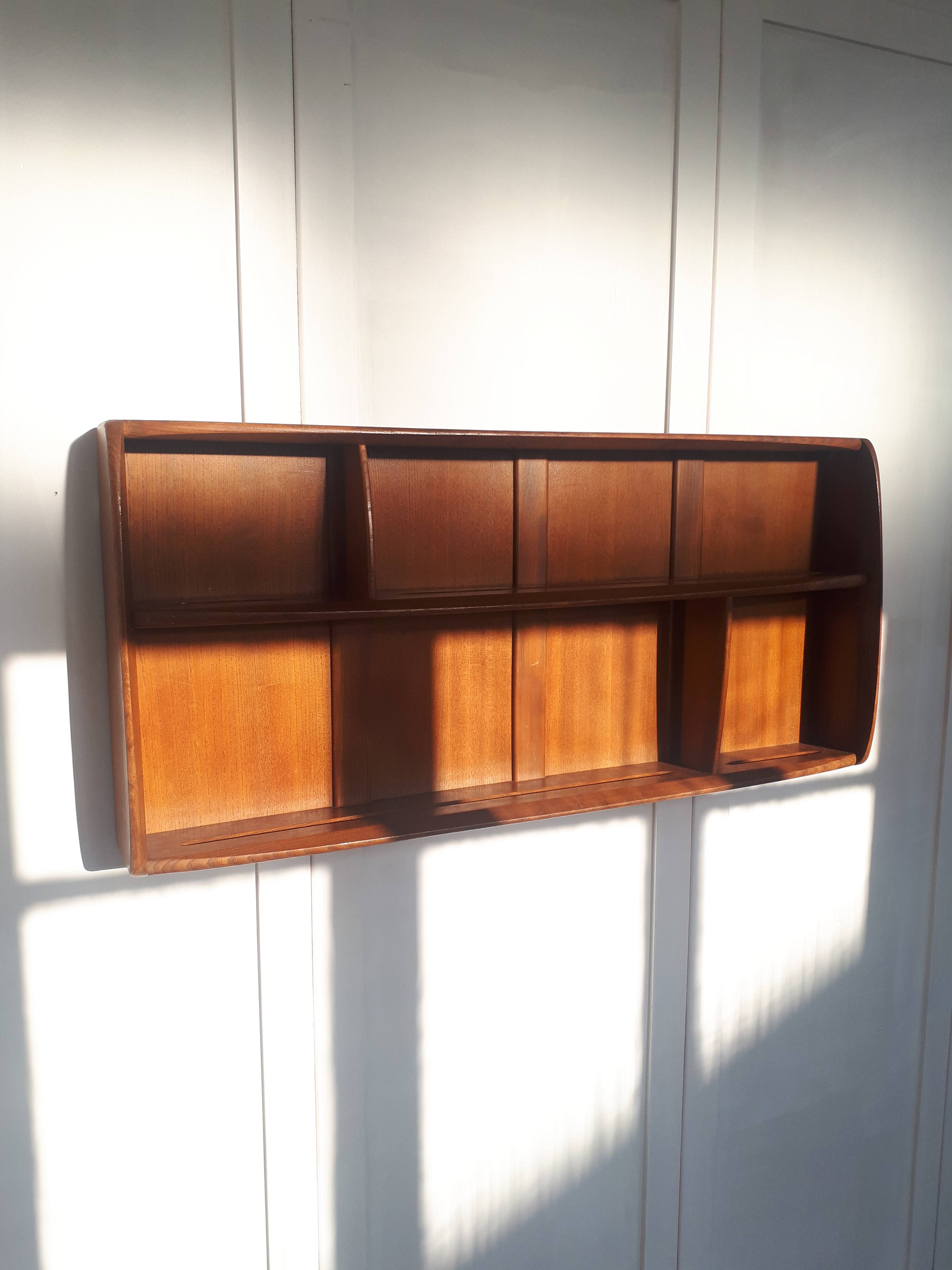 Vintage Ercol solid elm shelf c1960