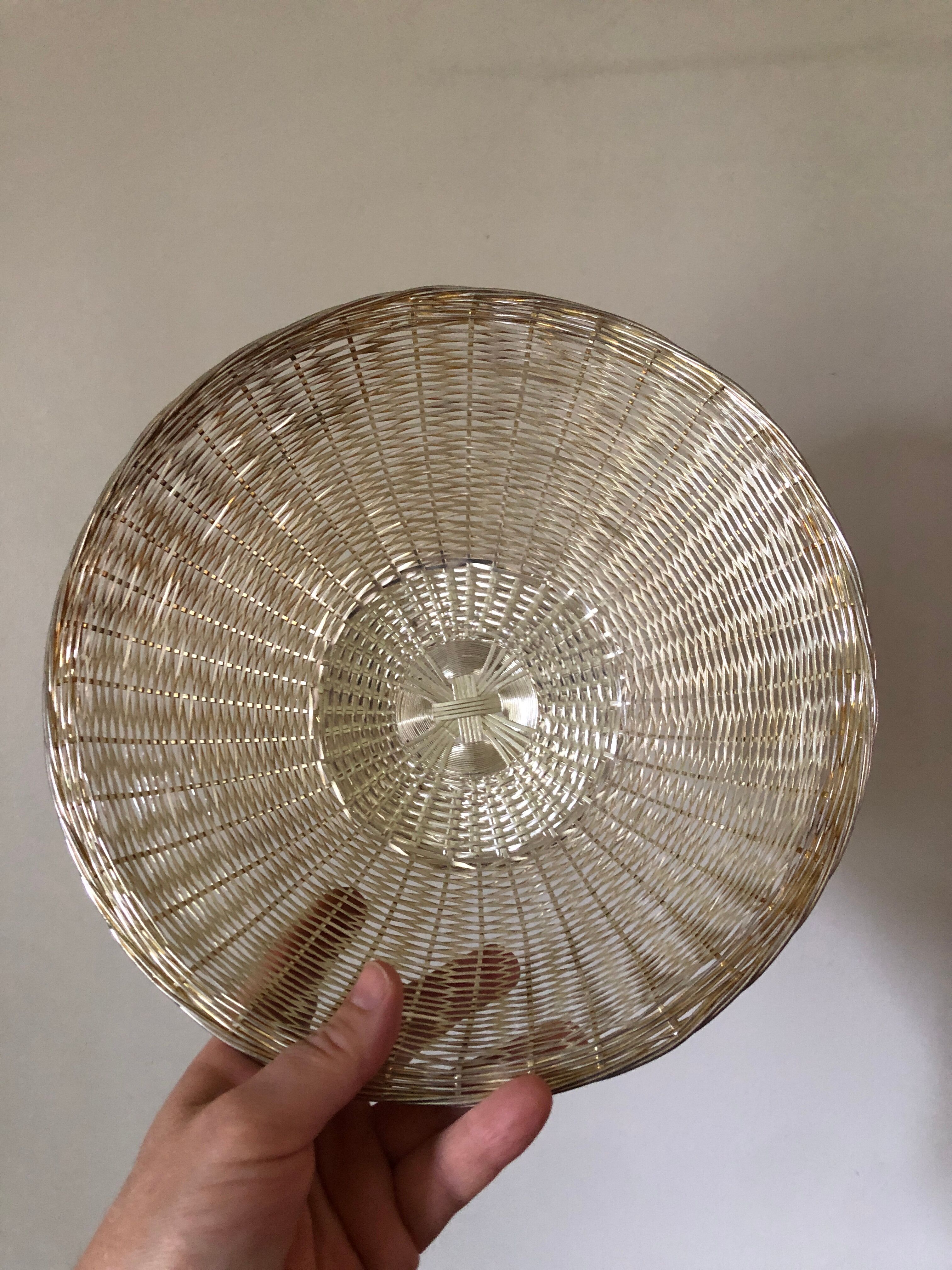 Braided silver metal basket