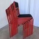 Space Age Stackable Dining Chair / 1970s Red & Black Metal Chair (9 in stoc
