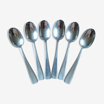 set of 6 small art deco spoons in silver metal