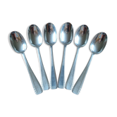 set of 6 small art deco spoons in silver metal