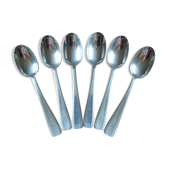 set of 6 small art deco spoons in silver metal