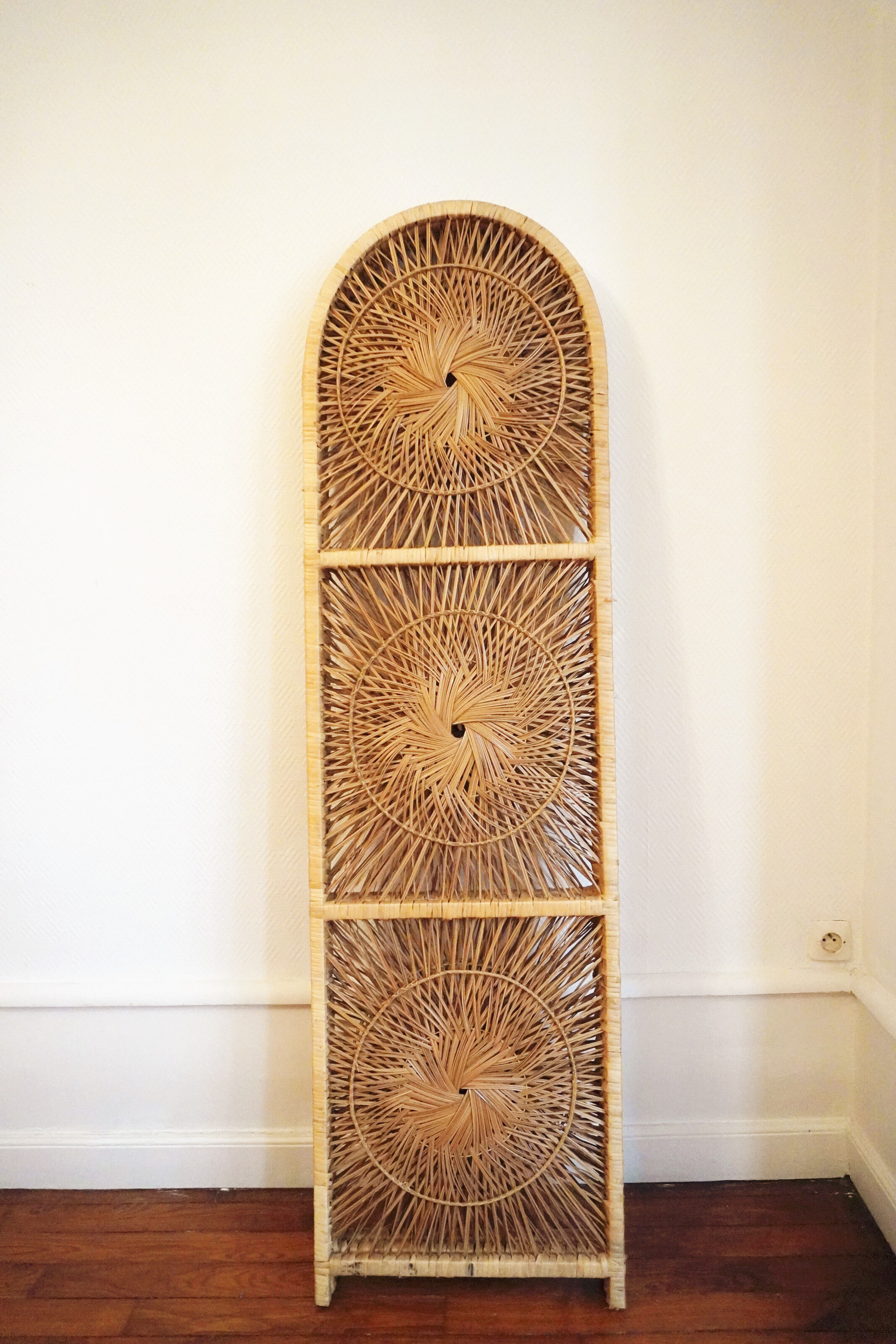 Rattan peacock screen