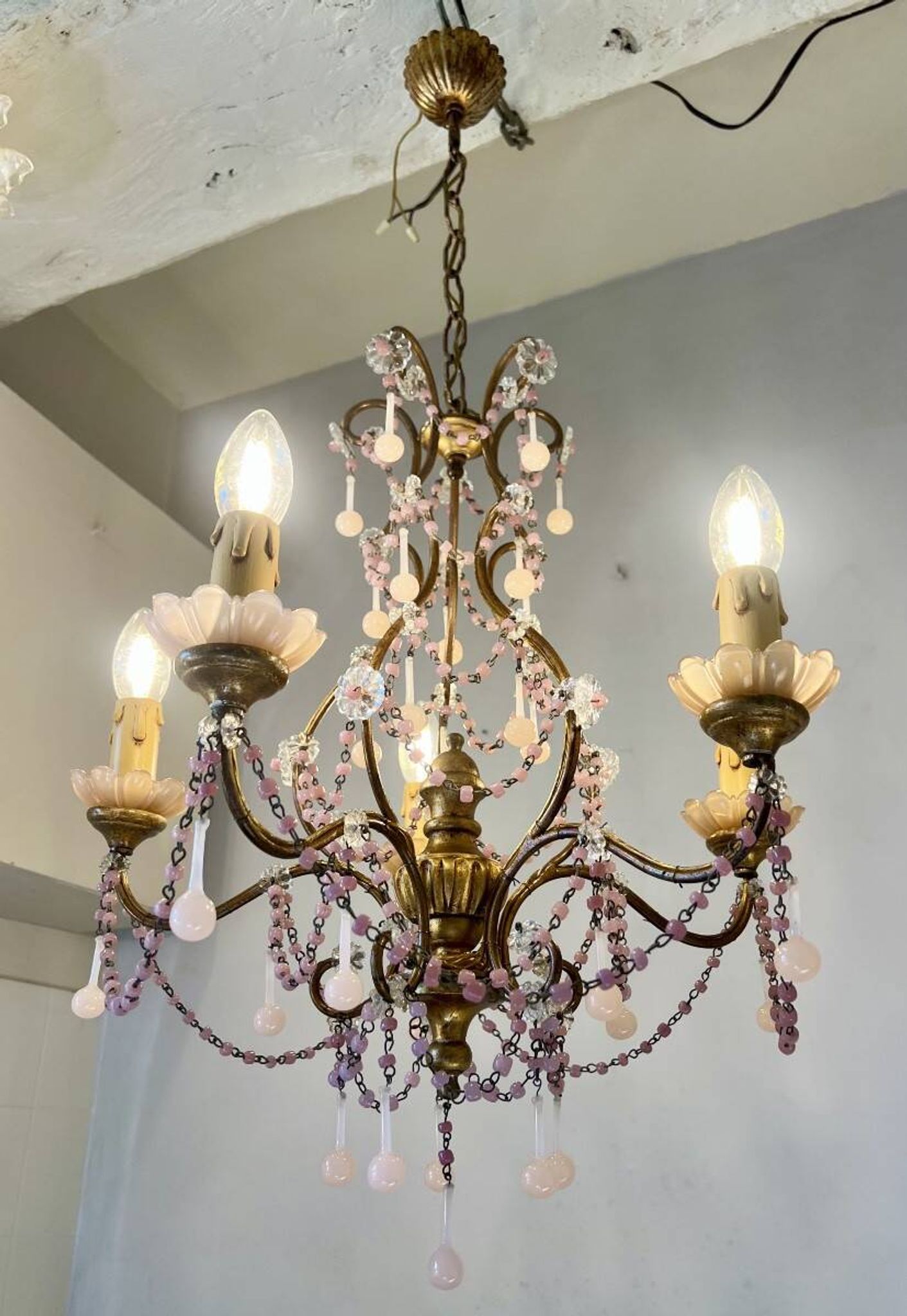 Lustre italien opaline rose