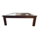 Large handcrafted coffee table in exotic wood + nesting tables.