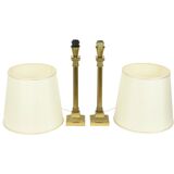 Pair of Hollywood Regency Lamps Brass Pillar Column 75cm