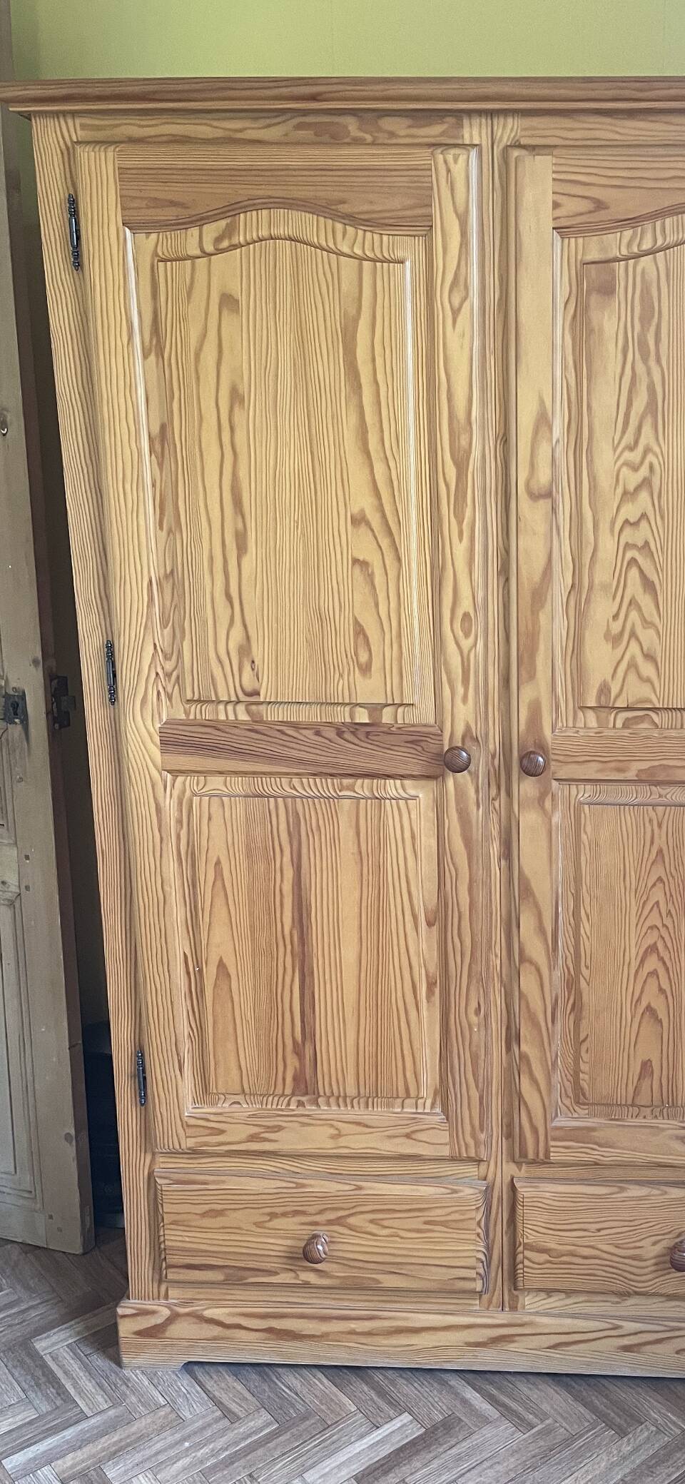 Wooden wardrobe and shelf with 2 drawers