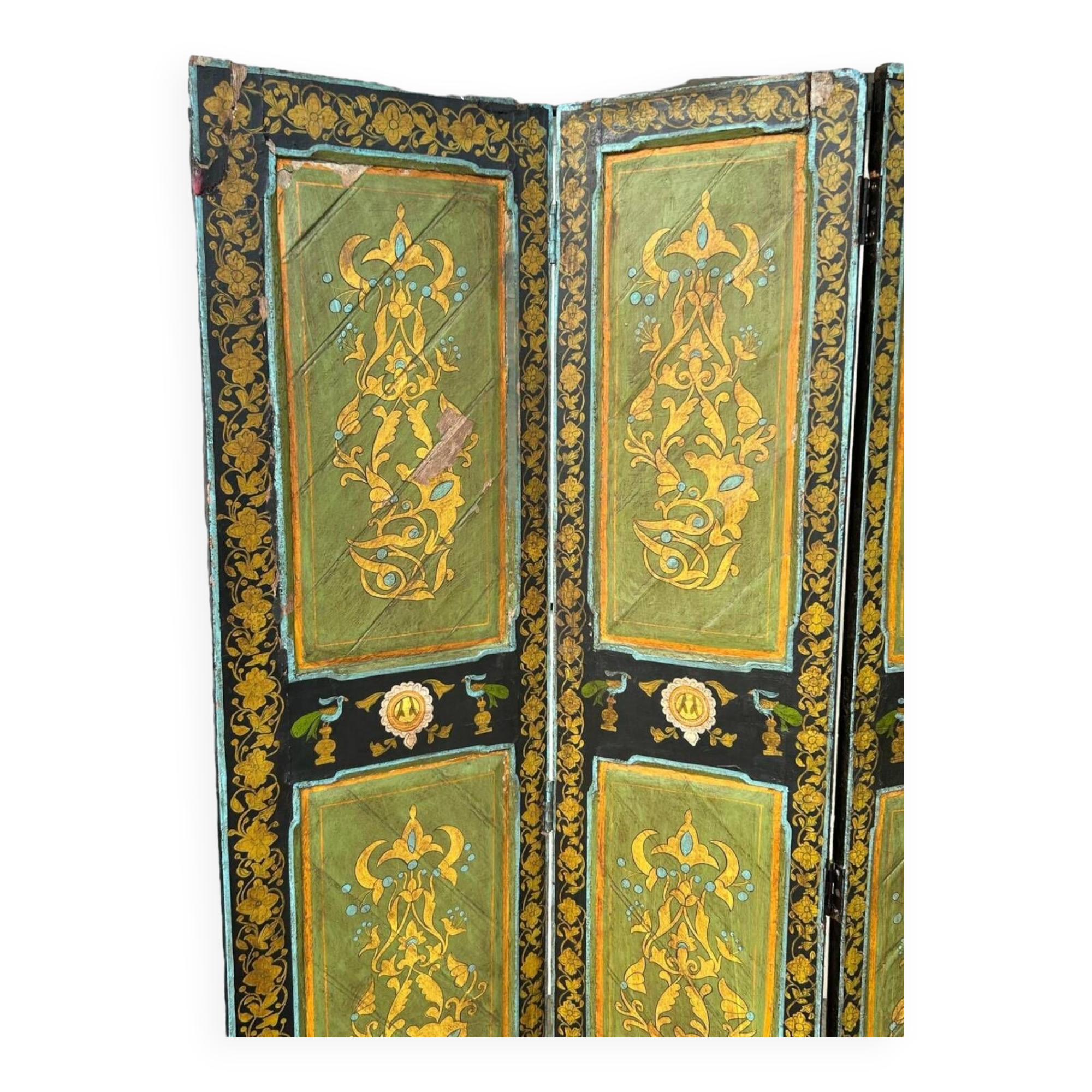 Painted Wooden Screen India 19th H 206 XL 171 Cm