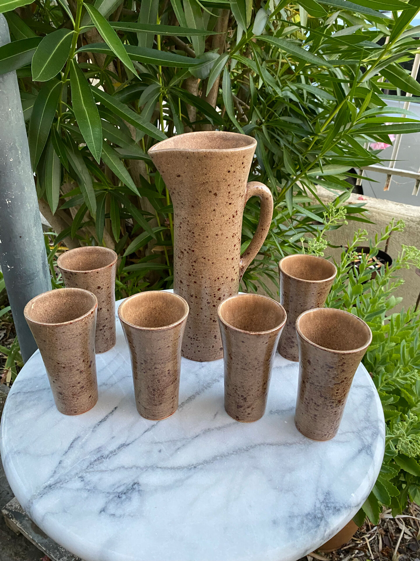 Vintage drink service in pyrite stoneware – Claude Passy (Vallauris) –