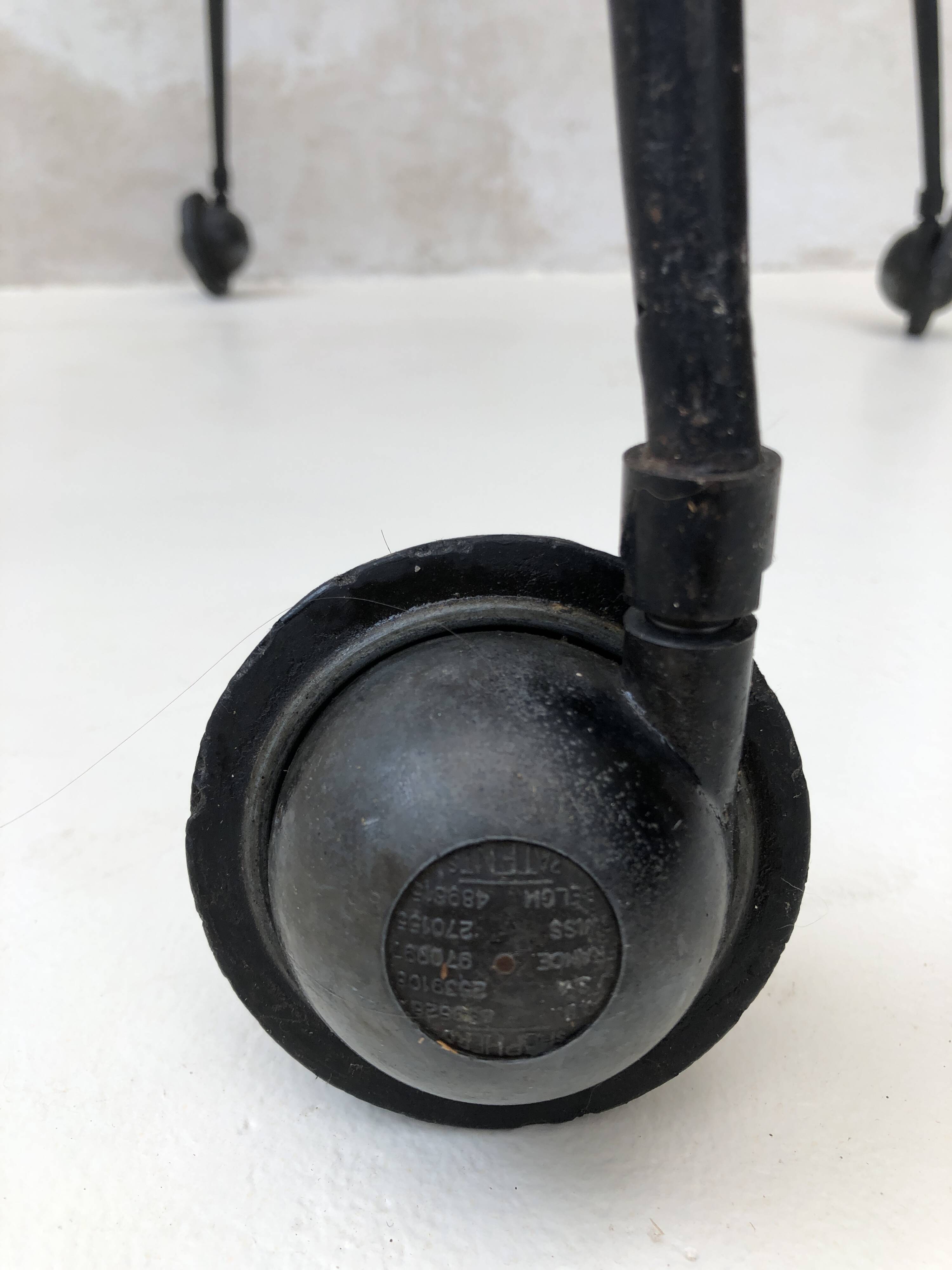 Black table on wheels from the 60s