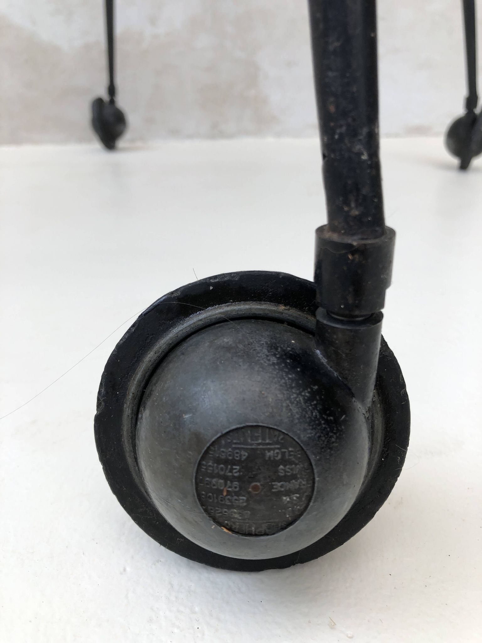 Black table on wheels from the 60s