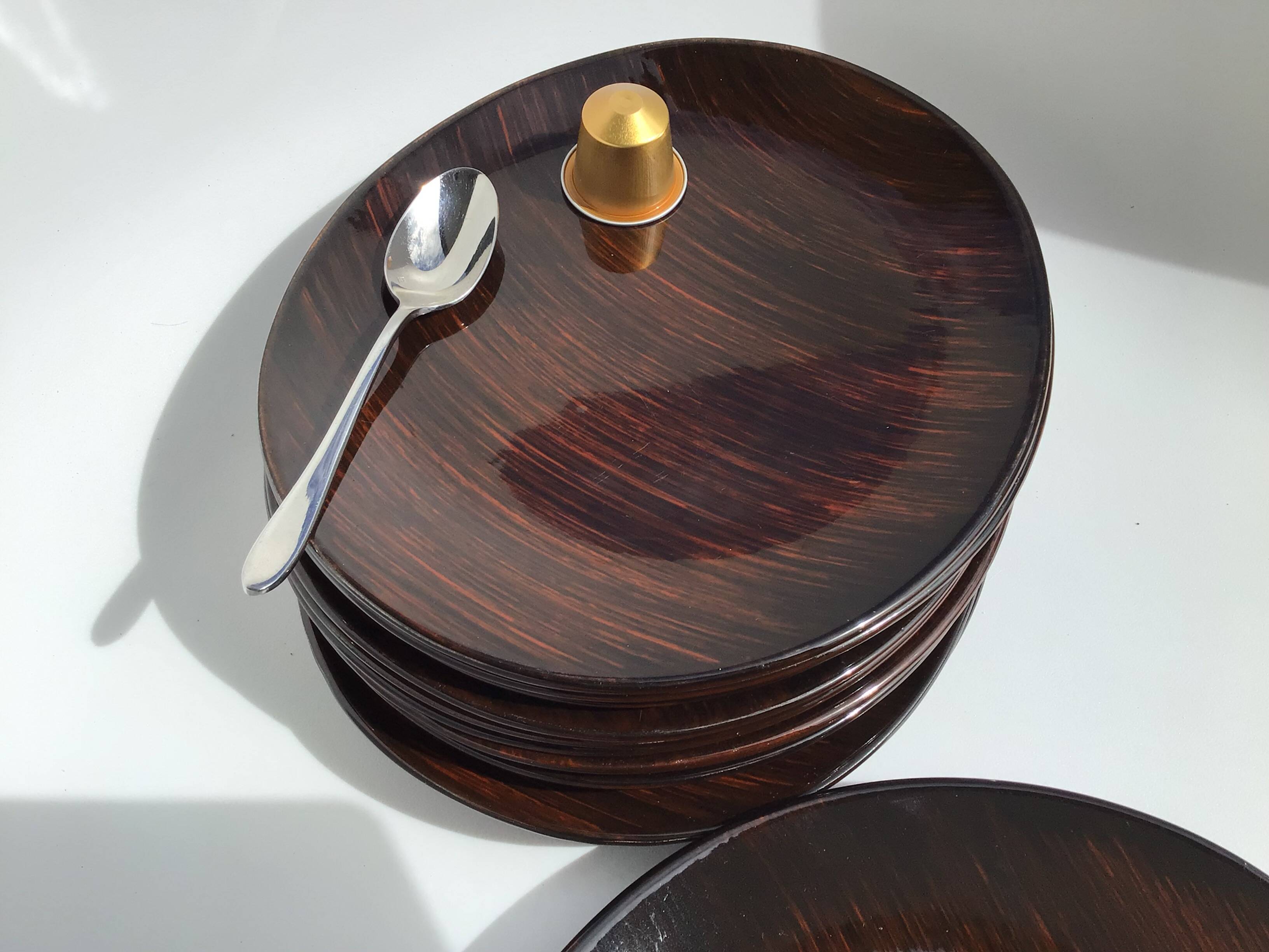 11 Salins Panama brushed oval dessert plates