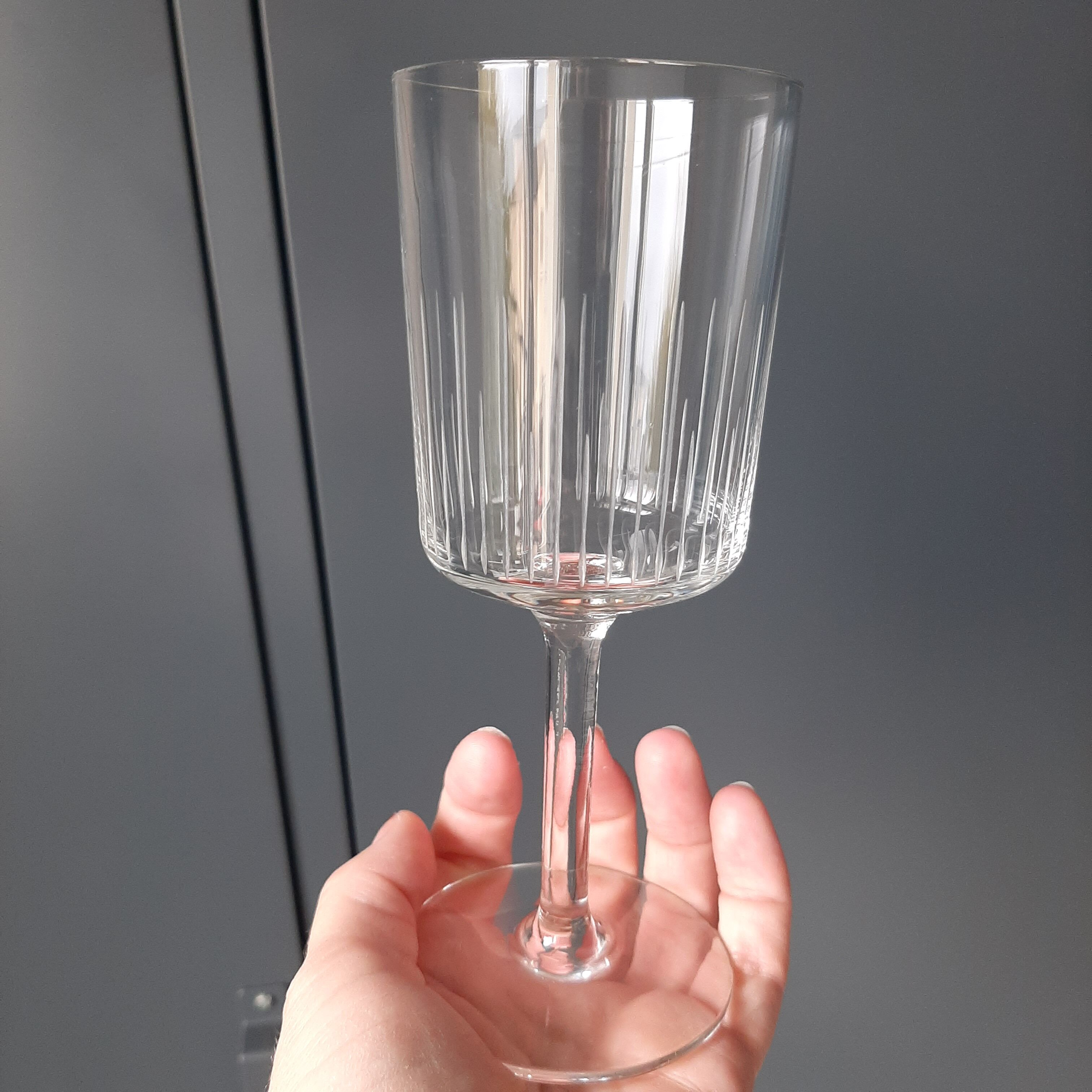 10 vintage engraved crystal walking glasses