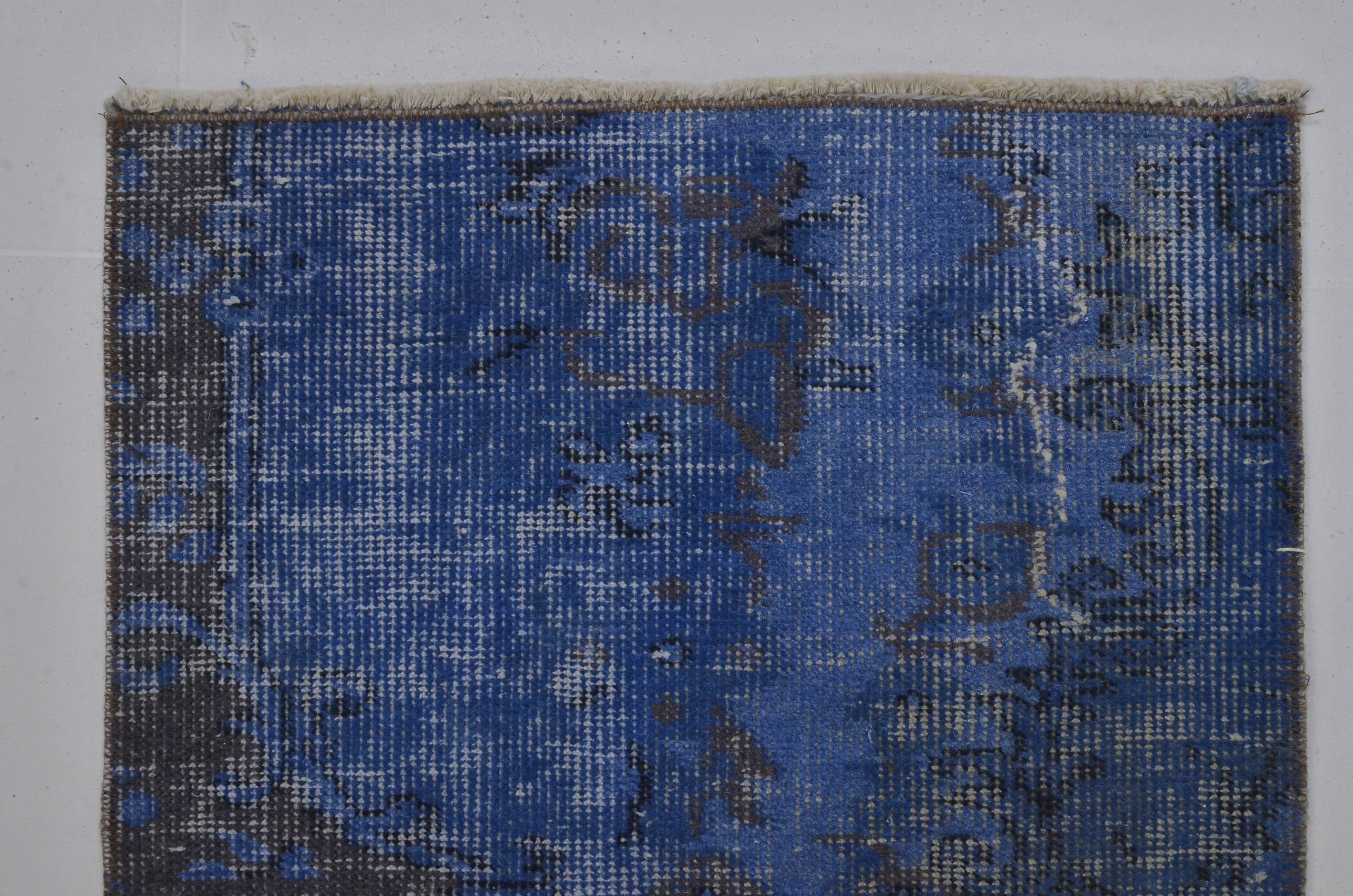 Small Blue Vintage Handknotted Rug