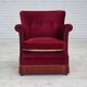 1970s, Danish armchair, furniture velour, ash wood legs.