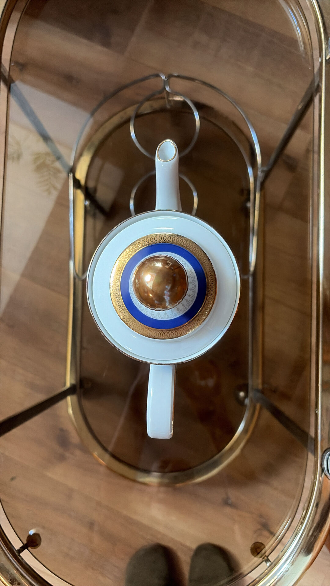 Cafetière en porcelaine - bleu cobalt - incrustation or