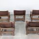 Set of 5 Spanish Leather and Oak Chairs