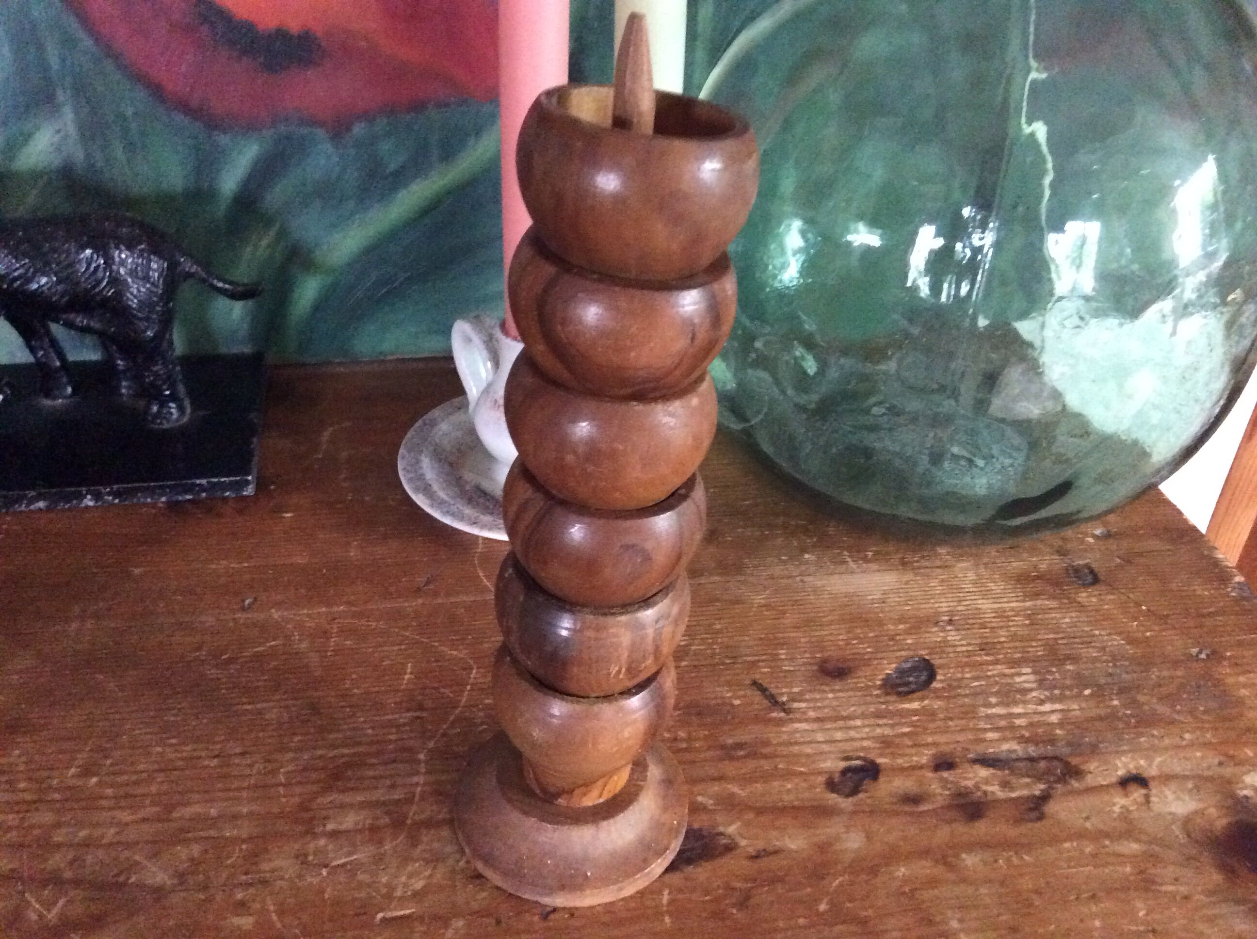 Series of 6 wooden coquetiers