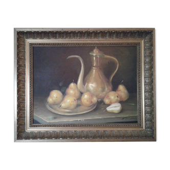 oil on canvas table. Dead Life with Pears
