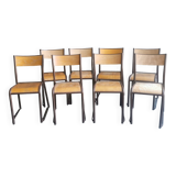 Series of 8 stackable vintage chairs
