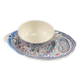 Lunch toast cup and its large earthenware saucer from Gien, Cashmere decor