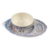 Lunch toast cup and its large earthenware saucer from Gien, Cashmere decor