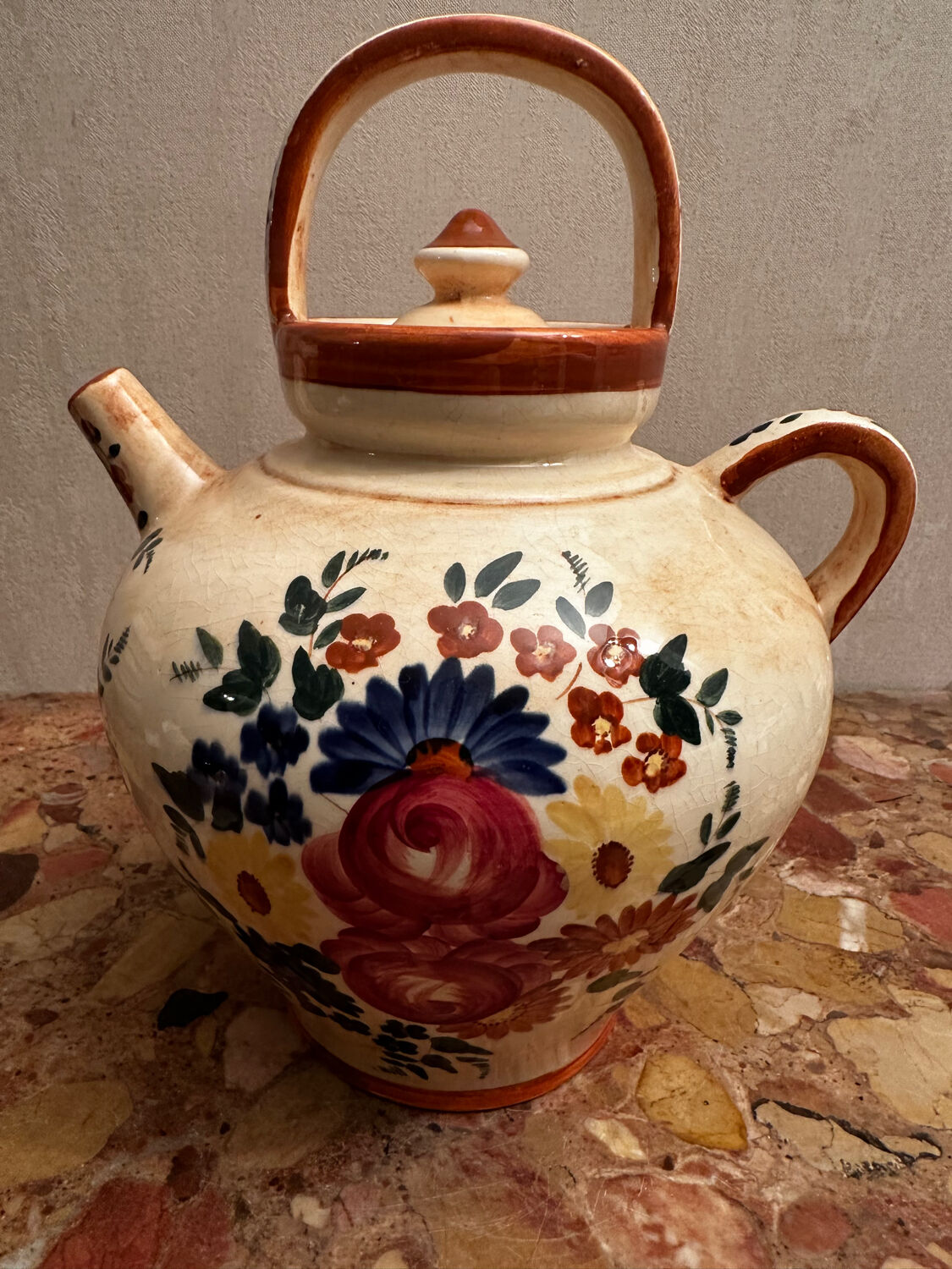 Gargoulette / Jug signed Longchamp - Hand-painted ceramic - Vintage