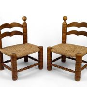 Paire de chaises basses paillées
