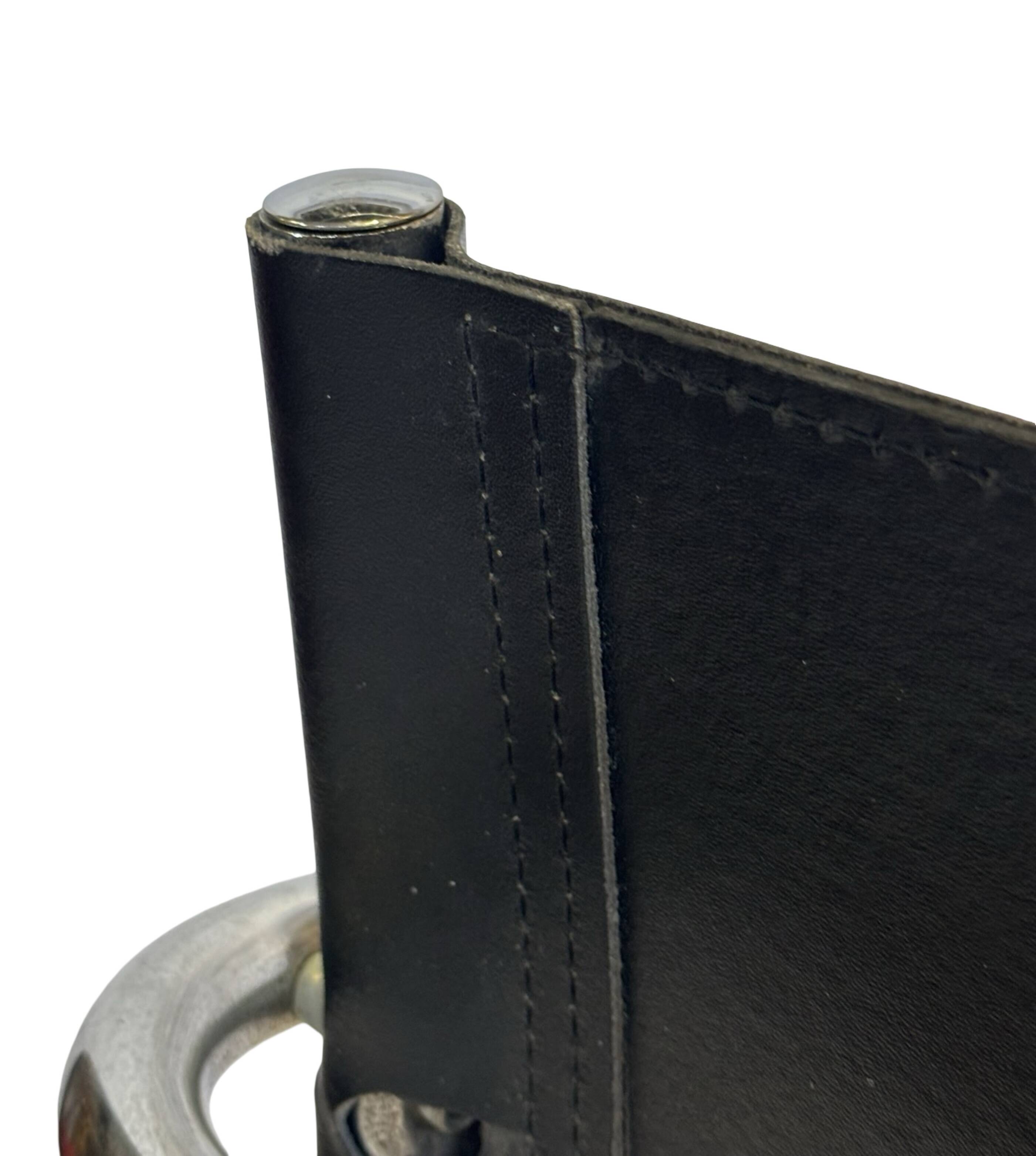 Tabouret de bar vintage en cuir noir et chrome, Italie