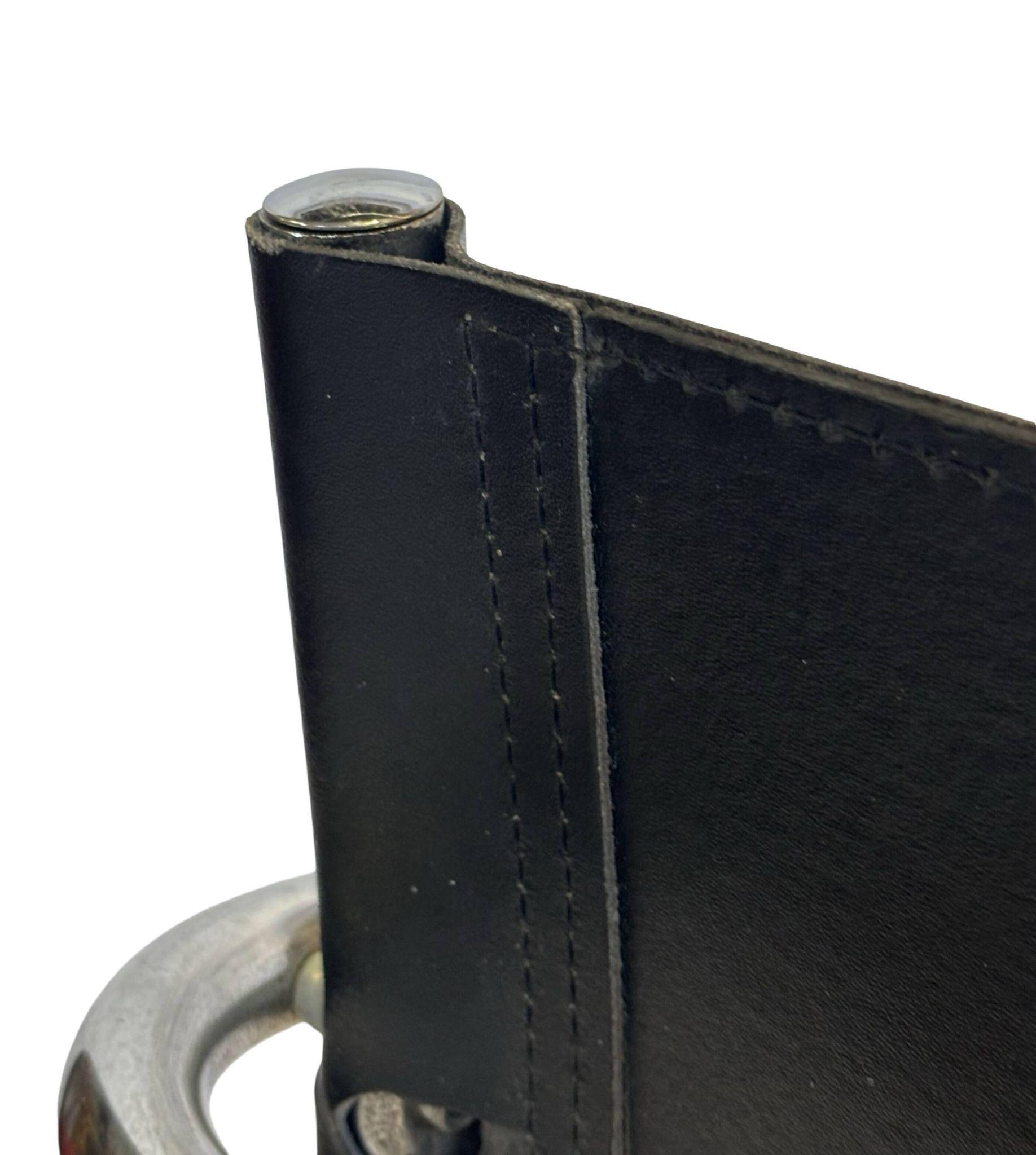 Tabouret de bar vintage en cuir noir et chrome, Italie
